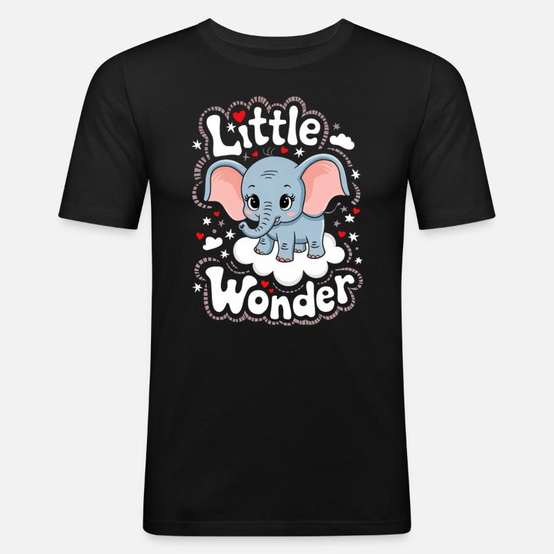 Kleines Wunder Elefantenkind - Männer Slim Fit T-Shirt - Schwarz