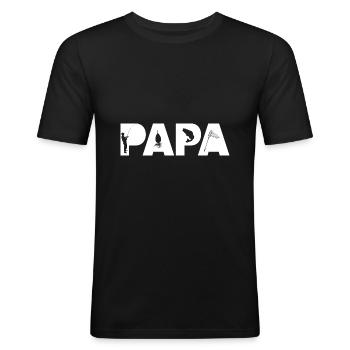 papa pêcheur - T-shirt près du corps Homme - noir - Devant - Nik (191cm)