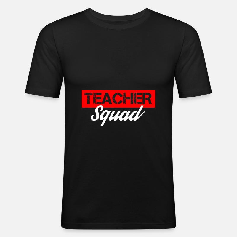 teacher squad - Männer Slim Fit T-Shirt - Schwarz