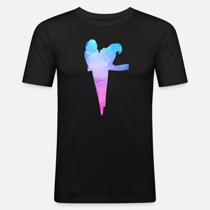 Polygone de couple de perroquets - T-shirt près du corps Homme - noir