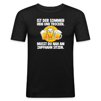 Bierliebhaber Bierkrug Sommer Heiß Zapfhahn Hocken - Männer Slim Fit T-Shirt - Schwarz - Vorne - Nik (191cm)