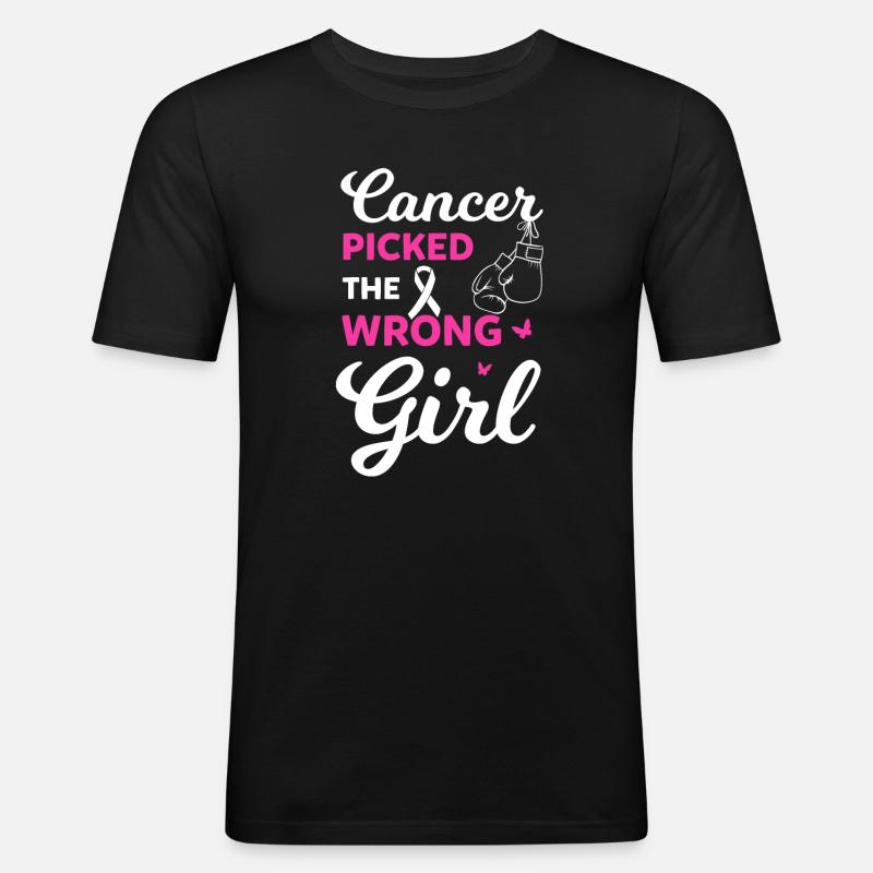 Falsches Mädchen Gewählt - Krebsbewusstsein - Männer Slim Fit T-Shirt - Schwarz
