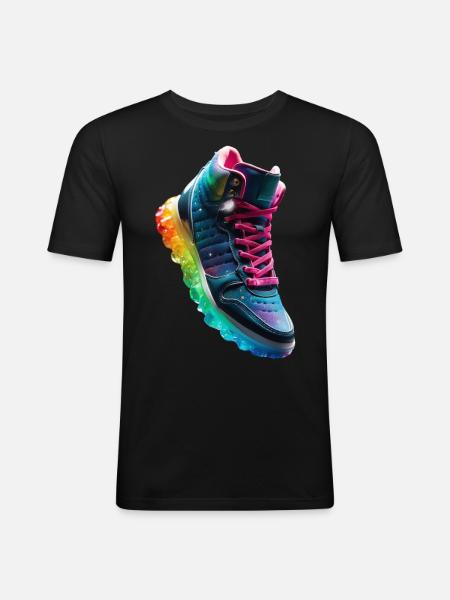 Bunte Schuhe - Männer Slim Fit T-Shirt - Schwarz