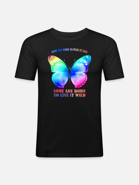 Butterfly Rainbow - Rainbow Butterfly Graphic - Men's Slim Fit T-Shirt - black