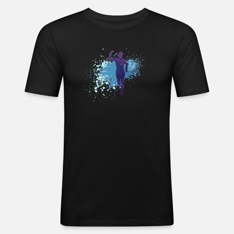Splash Marathon, Trailrunning - Männer Slim Fit T-Shirt - Schwarz
