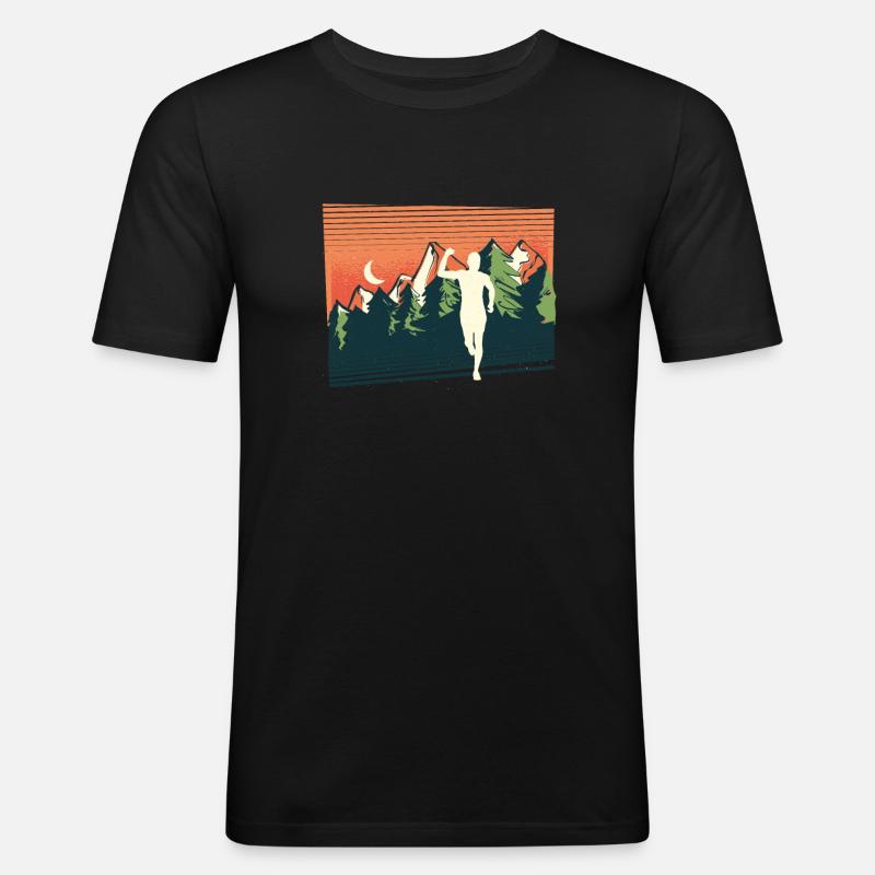 Marathon, Trailrunning Läufer - Männer Slim Fit T-Shirt - Schwarz