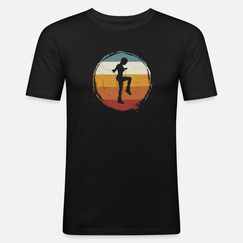 Retro Rope Jumping - Männer Slim Fit T-Shirt - Schwarz