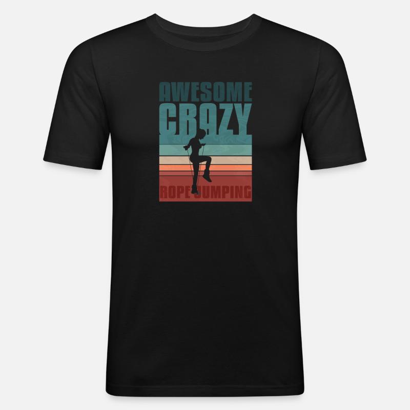 Retro Rope Jumping - Männer Slim Fit T-Shirt - Schwarz