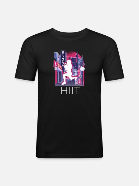 Vaporwave Synthwave Skyline HIIT - Men's Slim Fit T-Shirt - black
