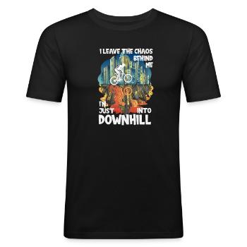 Chaos Descente - T-shirt près du corps Homme - noir - Devant - Nik (191cm)