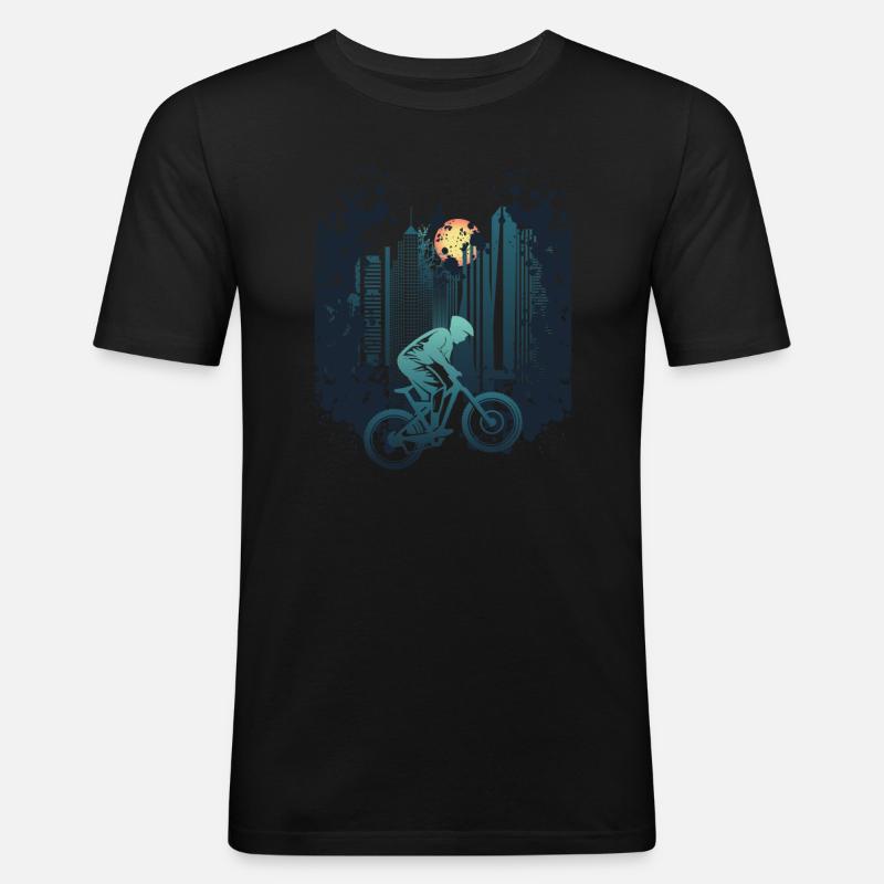 Skyline Downhill - Männer Slim Fit T-Shirt - Schwarz