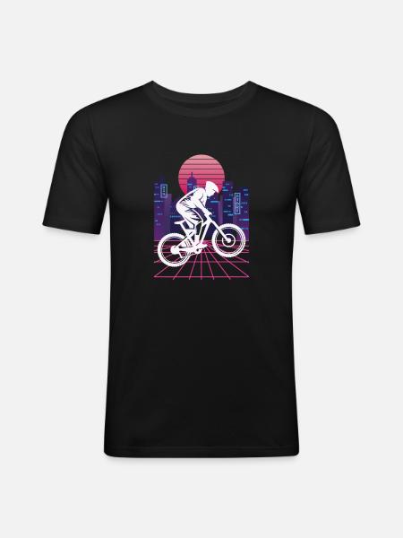 Vaporwave Synthwave Skyline Downhill - Men's Slim Fit T-Shirt - black