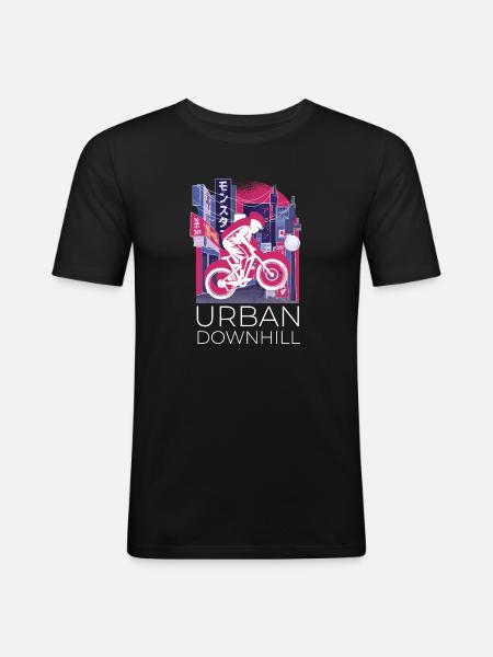 Vaporwave Synthwave Skyline Downhill - Men's Slim Fit T-Shirt - black
