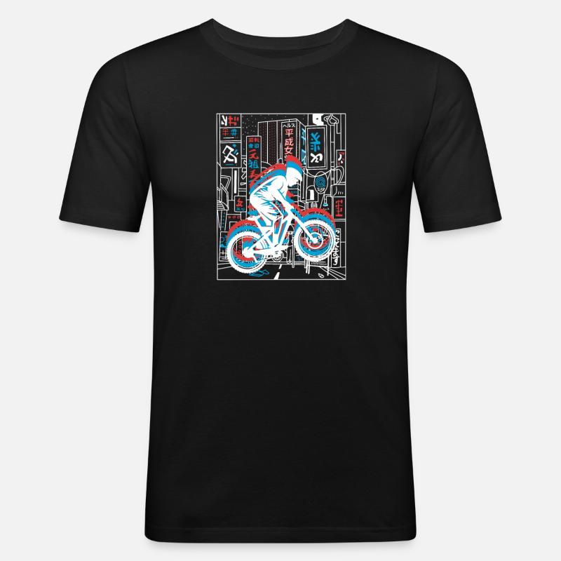Vaporwave Synthwave Skyline Downhill - Männer Slim Fit T-Shirt - Schwarz