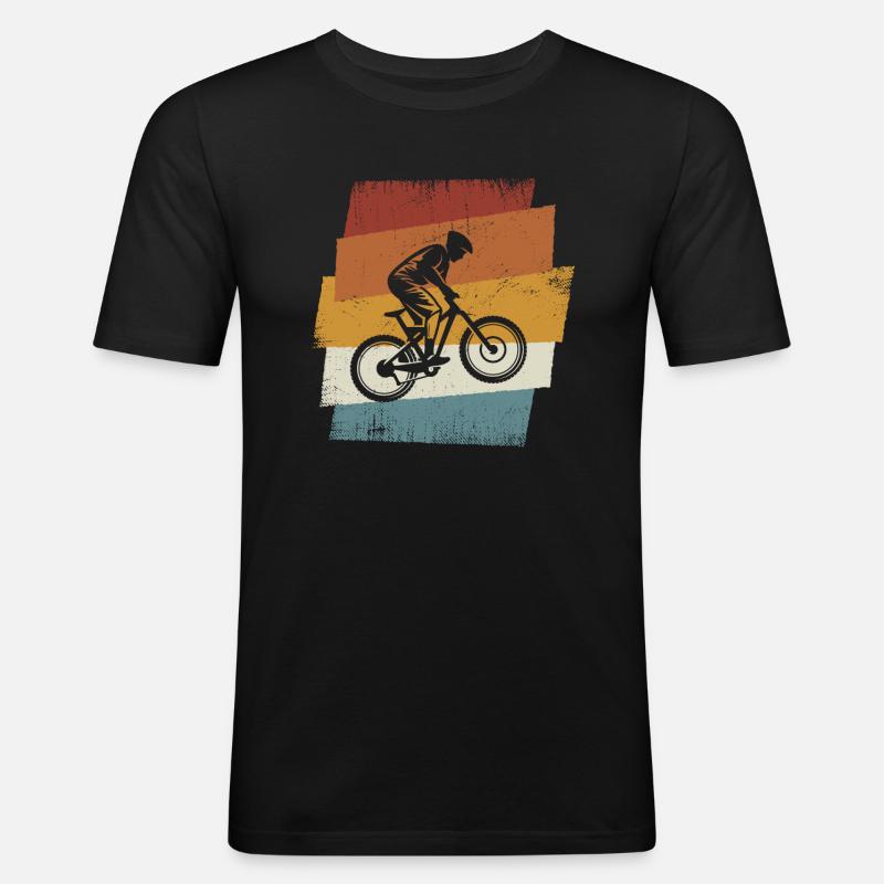 Retro Downhill - Männer Slim Fit T-Shirt - Schwarz