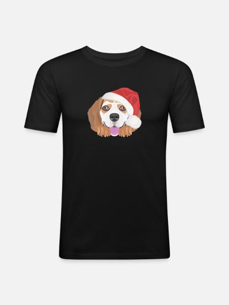 Beagle Merry Christmas - Men's Slim Fit T-Shirt - black