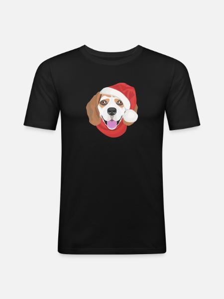 Beagle Merry Christmas - Men's Slim Fit T-Shirt - black