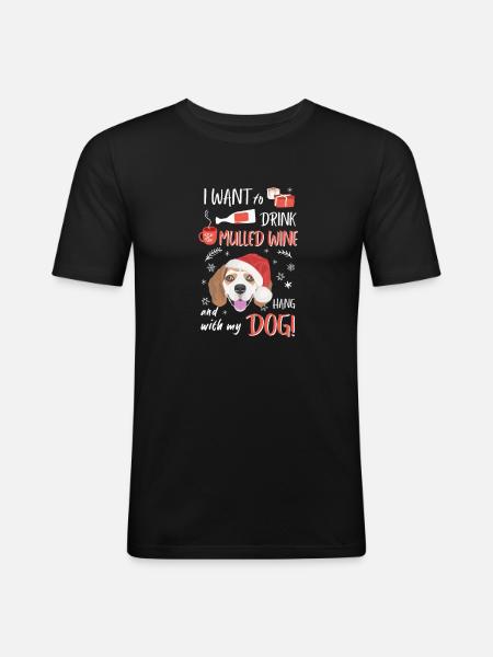Beagle Mulled Wine Christmas - Men's Slim Fit T-Shirt - black