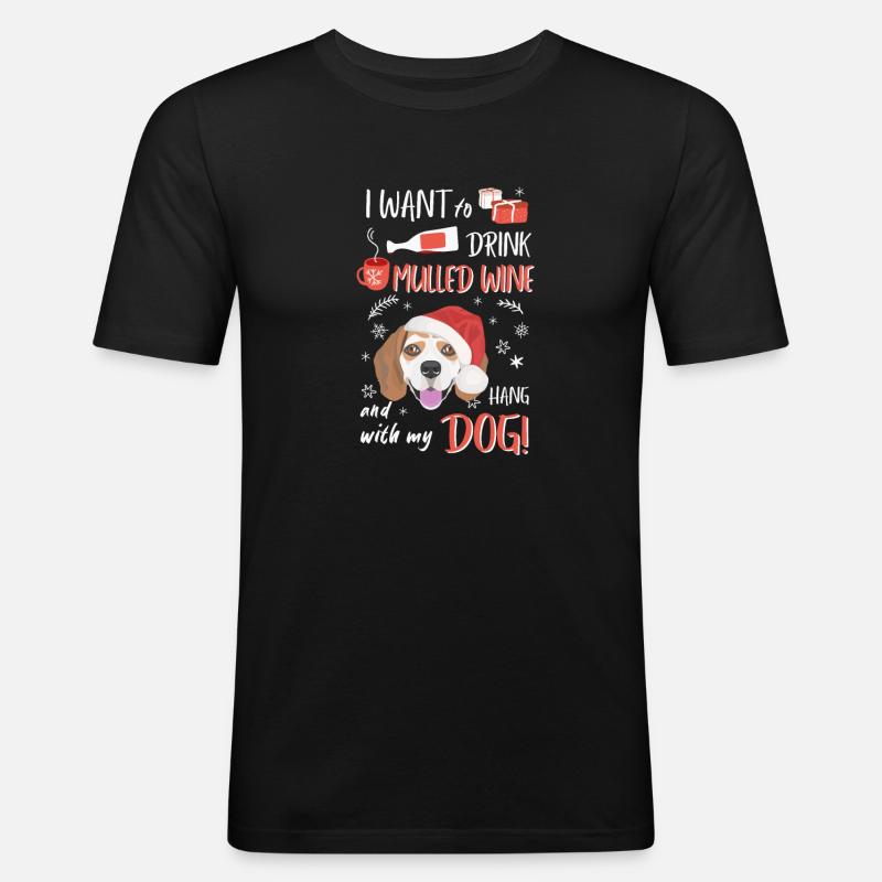 Beagle Mulled Wine Christmas - Men's Slim Fit T-Shirt - black