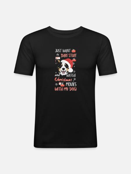 Border Collie Merry Christmas - Men's Slim Fit T-Shirt - black
