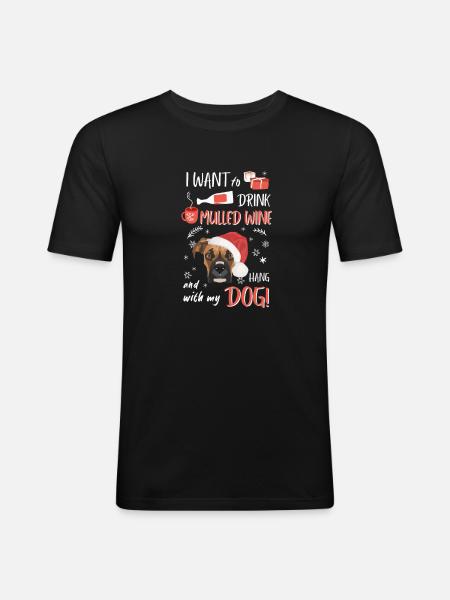 Boxer Mulled Wine Christmas - Men's Slim Fit T-Shirt - black