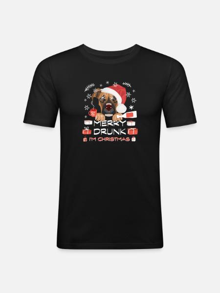 Boxer Weihnachtsmarkt - Männer Slim Fit T-Shirt - Schwarz