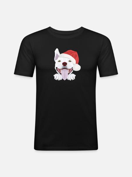 Bull Terrier Merry Christmas - Men's Slim Fit T-Shirt - black