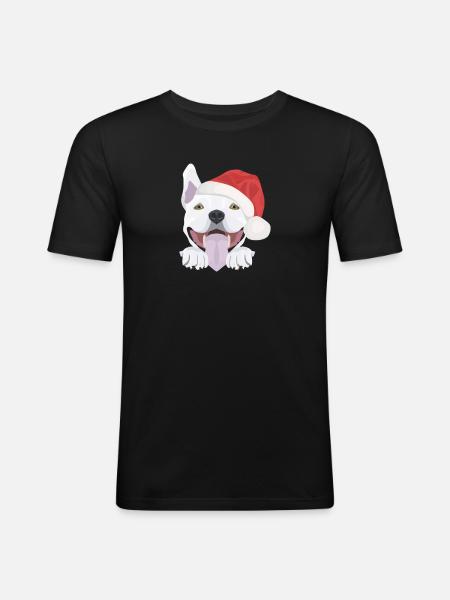 Bull Terrier Merry Christmas - Men's Slim Fit T-Shirt - black