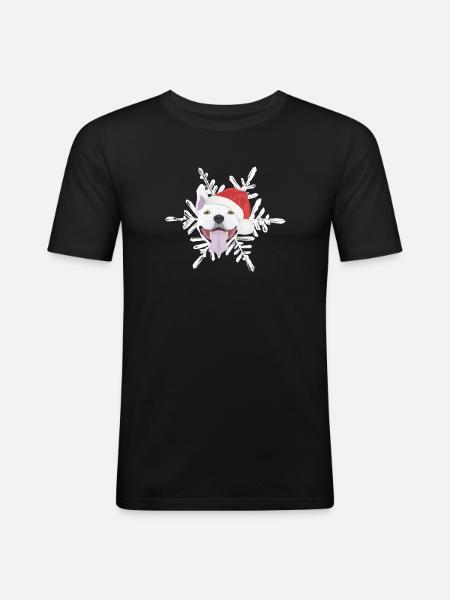 Bull Terrier Joyeux Noël - T-shirt près du corps Homme - noir