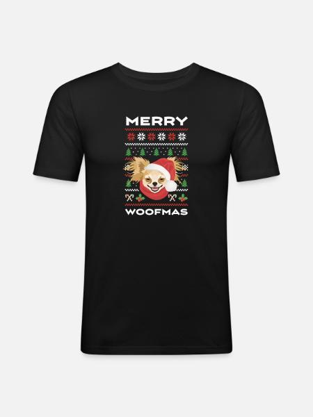 Chihuahua Merry Christmas - Men's Slim Fit T-Shirt - black
