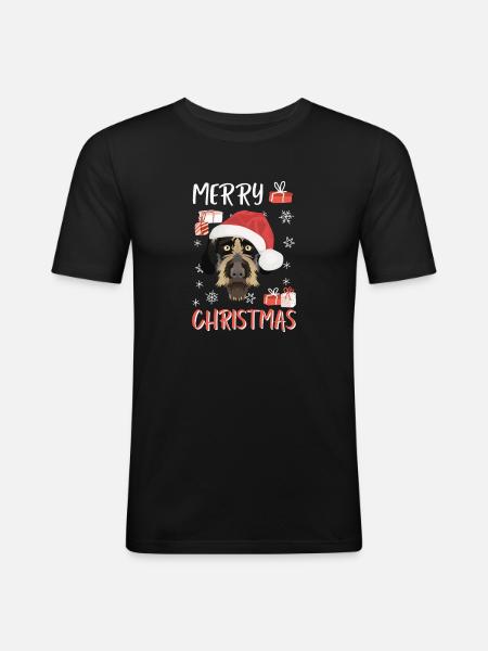 German Wirehair Merry Christmas - Men's Slim Fit T-Shirt - black