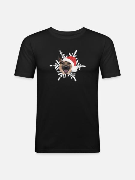 German Shepherd Merry Christmas - Men's Slim Fit T-Shirt - black