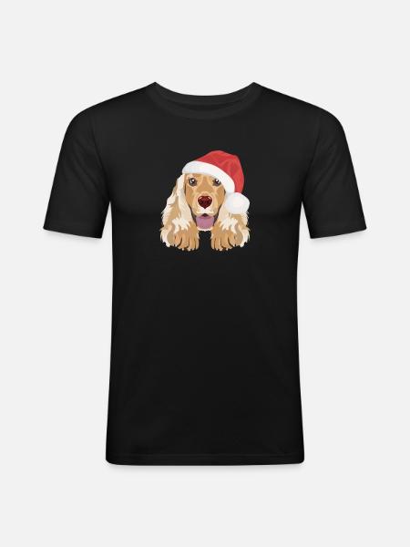 Deutsch Cocker Spaniel Joyeux Noël - T-shirt près du corps Homme - noir