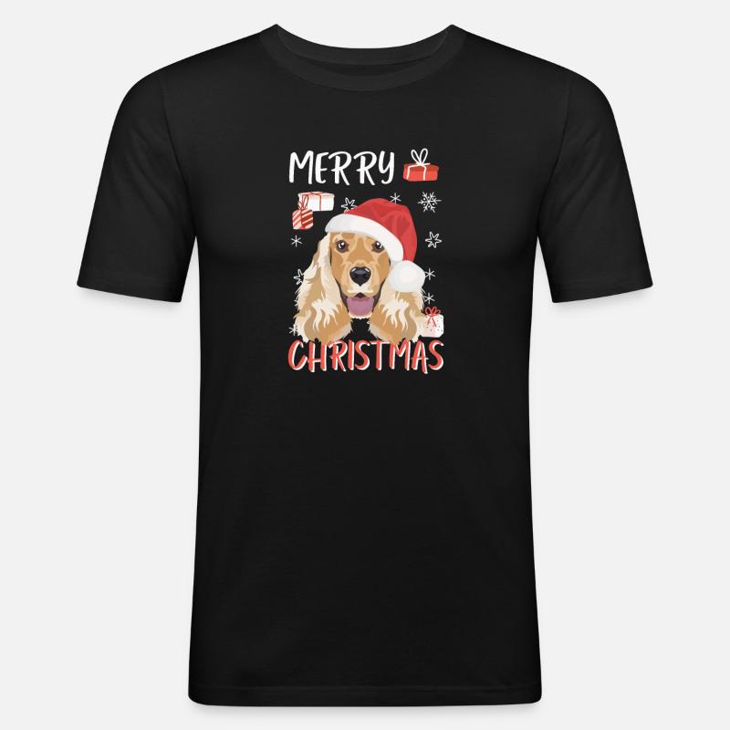 Deutsch Cocker Spaniel Merry Christmas - Men's Slim Fit T-Shirt - black
