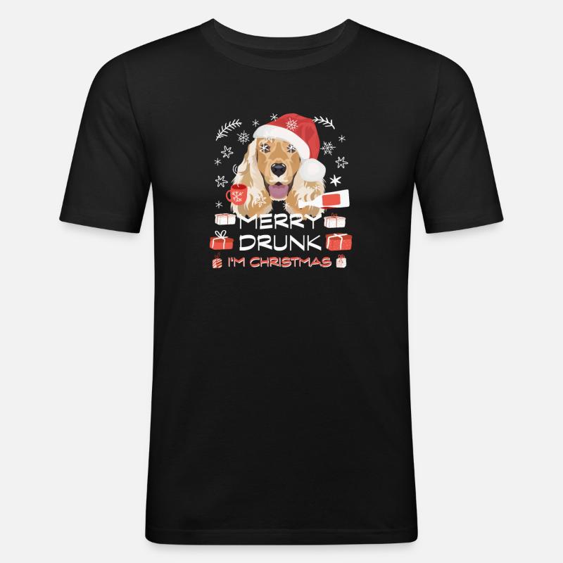 English Cocker Spaniel Weihnachtsmarkt - Männer Slim Fit T-Shirt - Schwarz