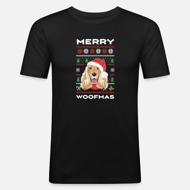 Deutsch Cocker Spaniel Merry Christmas - Men's Slim Fit T-Shirt - black