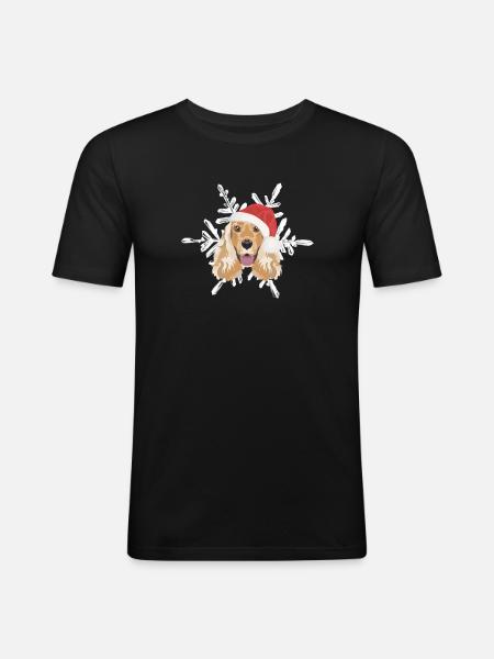 Deutsch Cocker Spaniel Merry Christmas - Men's Slim Fit T-Shirt - black