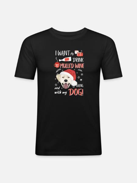 Labrador mulled wine Christmas - Men's Slim Fit T-Shirt - black