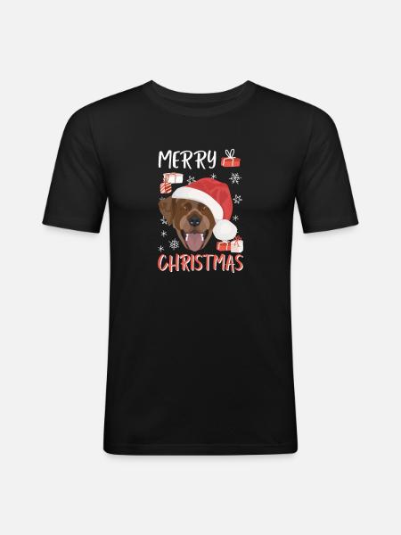 Joyeux Noël Labrador - T-shirt près du corps Homme - noir