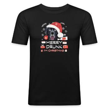 Labrador Christmas Market - Men's Slim Fit T-Shirt - black - Front - Nik (191cm)