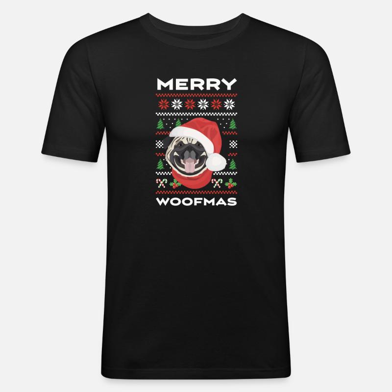 Mops God Jul - Slim Fit T-shirt herr - svart