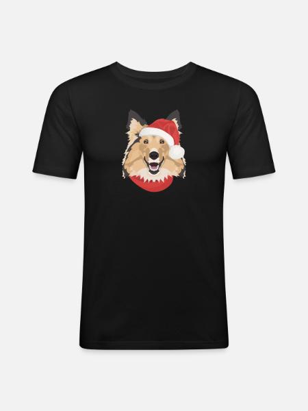 Shetland Sheepdog Merry Christmas - Men's Slim Fit T-Shirt - black