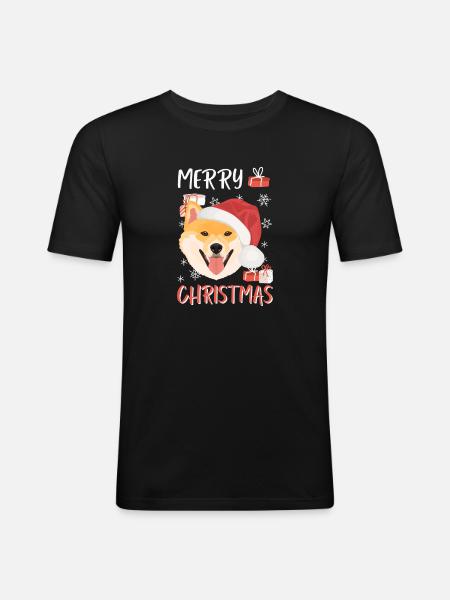 Shiba Inu Merry Christmas - Men's Slim Fit T-Shirt - black