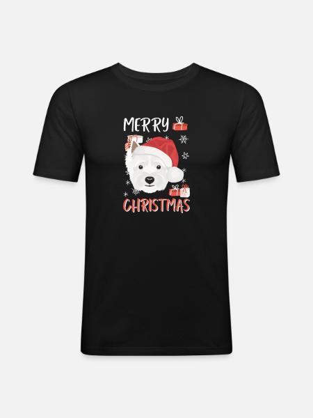 West Highland Terrier Merry Christmas - Men's Slim Fit T-Shirt - black