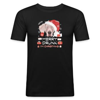 Marché de Noël de Weimaraner - T-shirt près du corps Homme - noir - Devant - Nik (191cm)