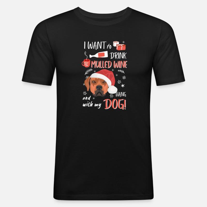 Rhodesian Ridgeback Vin chaud Noël - T-shirt près du corps Homme - noir