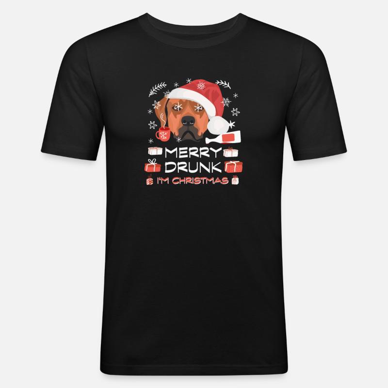 Rhodesian Ridgeback Weihnachtsmarkt - Männer Slim Fit T-Shirt - Schwarz