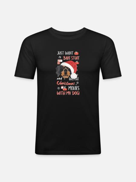 Wire-haired Dachshund Merry Christmas - Men's Slim Fit T-Shirt - black