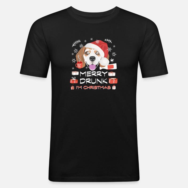Beagle Weihnachtsmarkt - Männer Slim Fit T-Shirt - Schwarz