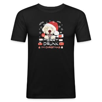 Marché de Noël Golden Retriever - T-shirt près du corps Homme - noir - Devant - Nik (191cm)